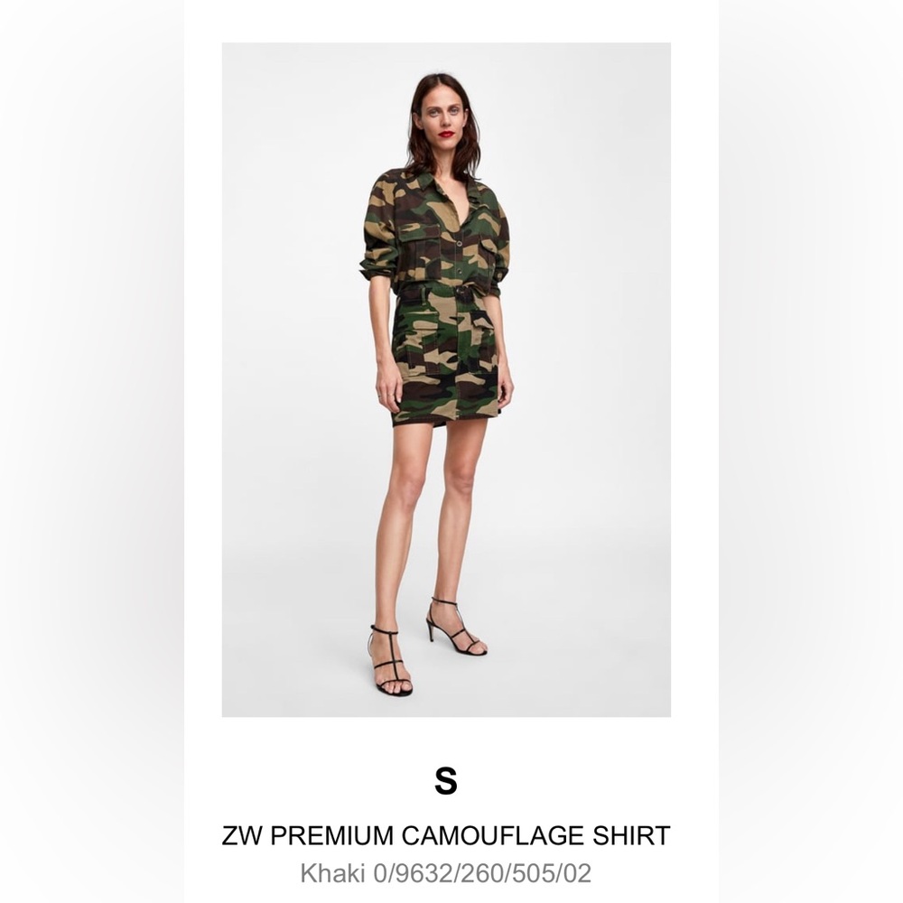 ZARA ZW PREMIUM CAMOUFLAGE SHIRT; Size S; New!!!